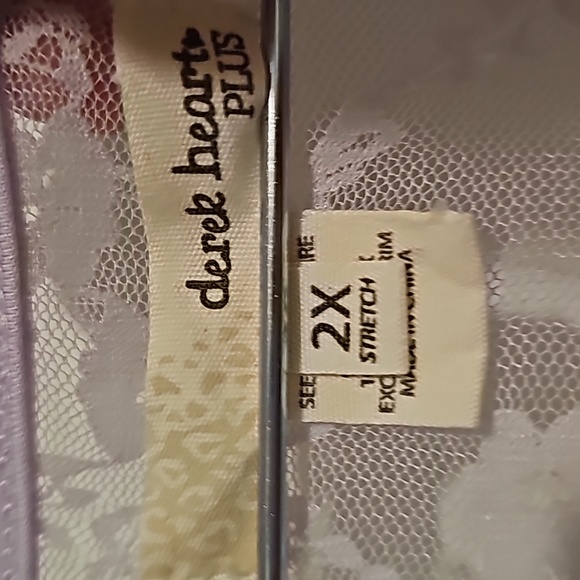 Derek Heart Sheer Lace Tank Top Plus 2X Metallic Lilac & Silver - Picture 4 of 8